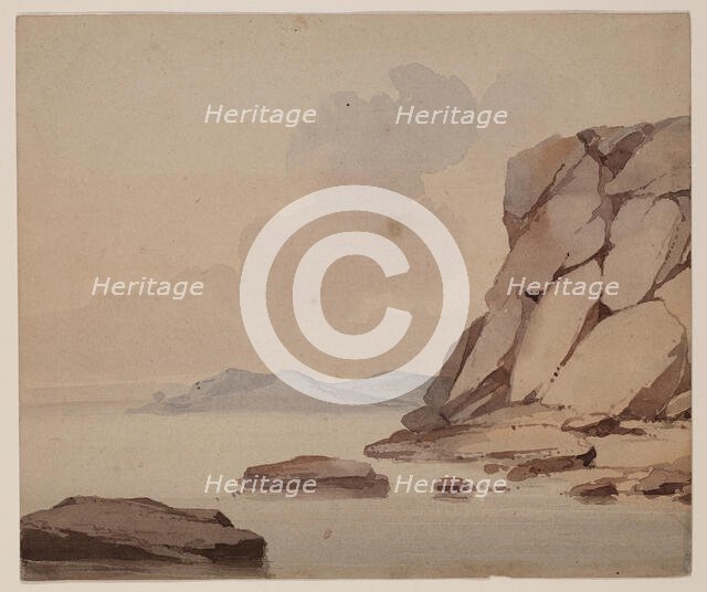 Rocky Cliffs at Water's Edge, c1820-1865. Creator: David Claypoole Johnston.