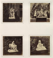 [Sculptures of Minerva Protecting a Warrior, Una and the Lion, Children with a Pony an..., ca. 1859. Creator: Attributed to Philip Henry Delamotte.