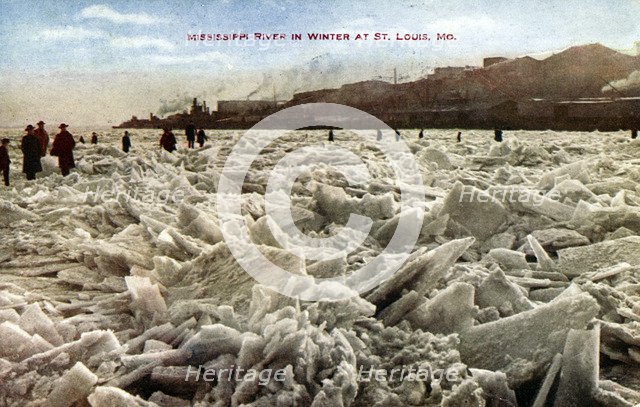 Mississippi River in winter, St Louis, Missouri, USA, 1908. Artist: Unknown
