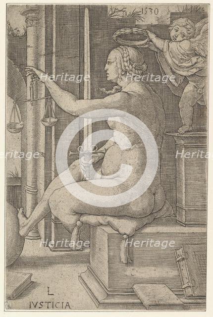 Justice, from the series The Virtues, 1530. Creator: Lucas van Leyden.