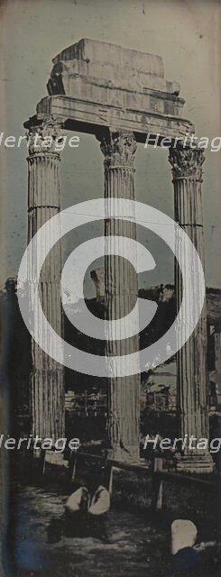 Northwest Façade, Temple of Castor and Pollux, Rome, 1842. Creator: Joseph Philibert Girault De Prangey.