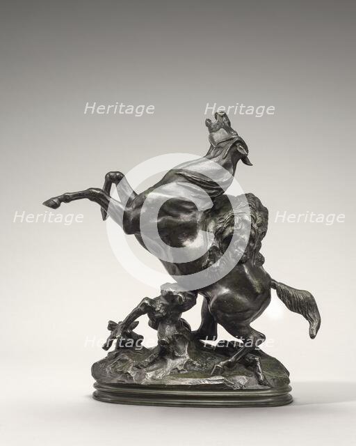 Horse Attacked by a Lion, model n.d., cast 1857/1873. Creator: Antoine-Louis Barye.