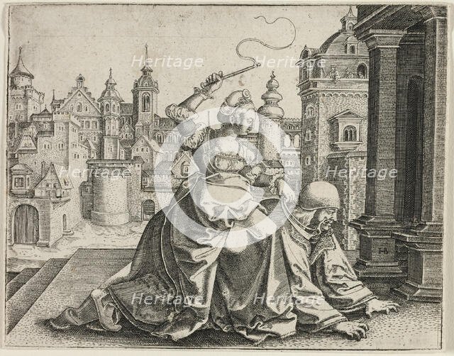 Phyllis and Aristotle, c. 1545. Creator: Hans Brosamer.