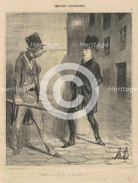 Quelle heure est'il, s'il vous plait?..., 19th century. Creator: Honore Daumier.