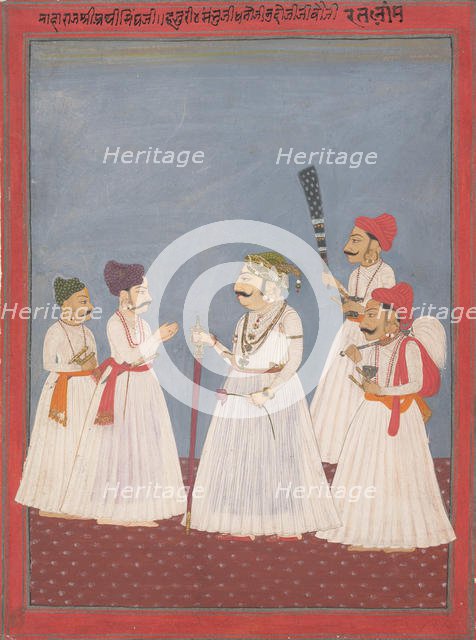 Prince with Four Attendants, late 18th-early 19th century. Creator: Sri Prathi Singh of Ratlam.