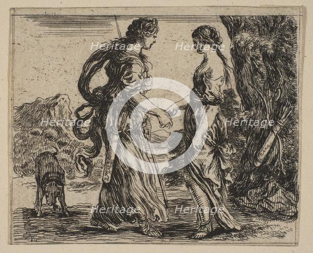 Jupiter and Callisto, from 'Game of Mythology' (Jeu de la Mythologie), 1644. Creator: Stefano della Bella.