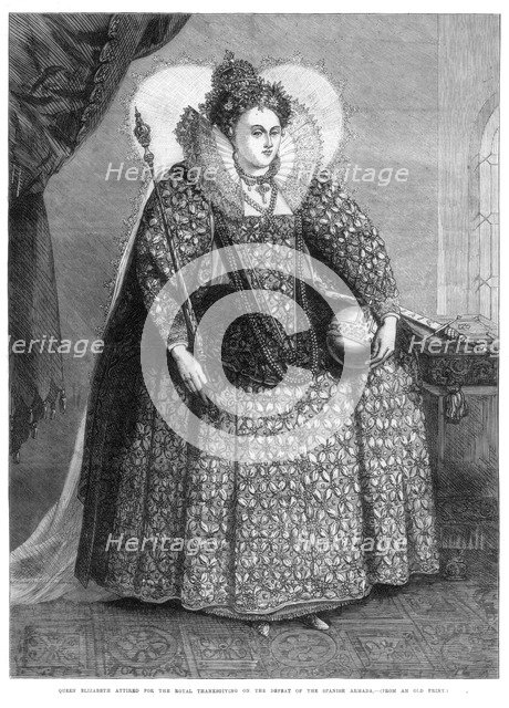 'Queen Elizabeth attired for the royal thanksgiving on the defeat of the Spanish Armada', (1872). Artist: Unknown