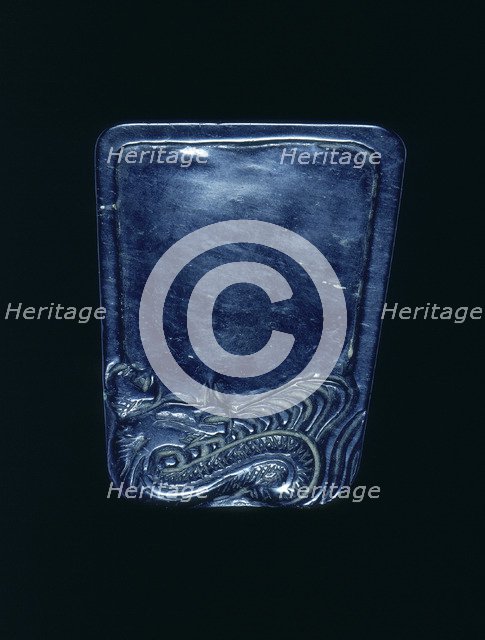 Rhomboid shaped black inkstone with dragon, Qing dynasty, China, 19th century. Artist: Unknown