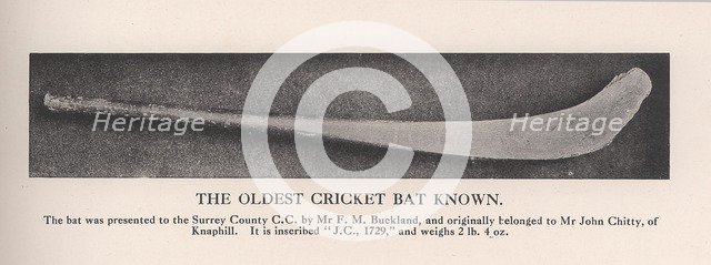 The oldest cricket bat known, 1912.