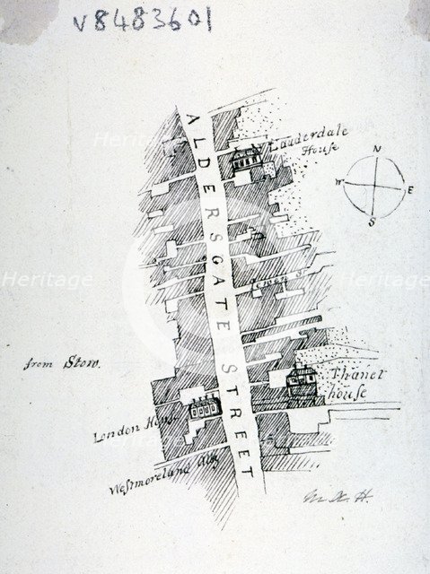 Aldersgate Street, London, c1800(?). Artist: Mary Anne Hedger