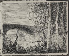 The Bridge, original impression 1862, printed in 1921. Creator: Charles François Daubigny (French, 1817-1878).