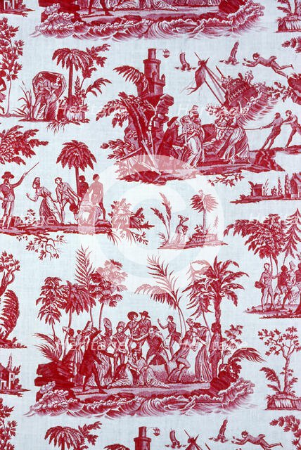 'Paul and Virginie' Furnishing Fabric, Nantes, c. 1795. Creator: Petitpierre et Cie.