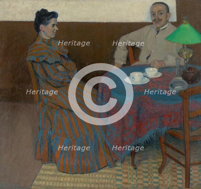 Married Couple at the Table, 1900-1905. Creator: Július Andorko.