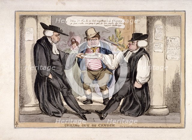 'Coming out of church', London, c1815. Artist: Anon