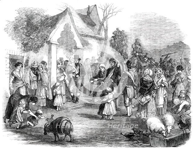 Hunting the Wren at Christmas - Procession of the Wren Bush and Wren Boys, 1850. Creator: Unknown.