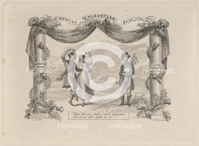 Annual Caledonian Ball Ticket, 19th century. Creator: Asher Brown Durand.