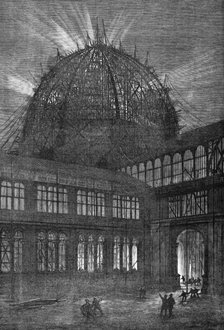 Progress of the International Exhibition Building: Night effect of the Western Dome..., 1862. Creator: M Jackson.
