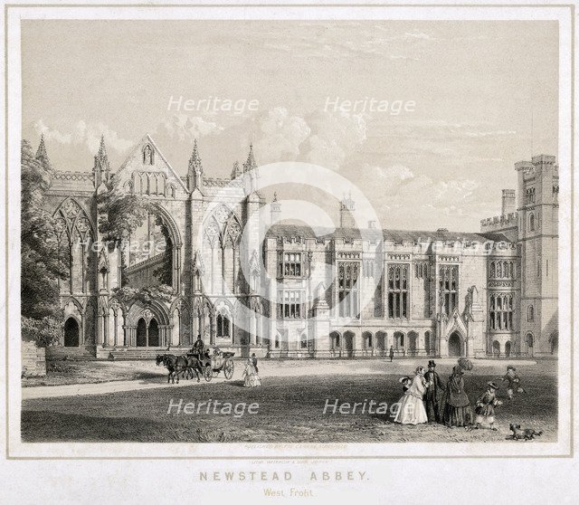 West aspect of Newstead Abbey, Nottinghamshire, c1860. Artist: Waterlow & Sons