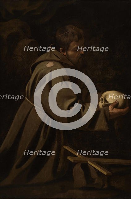 Saint Francis in Meditation, ca 1606. Creator: Caravaggio, Michelangelo (1571-1610).