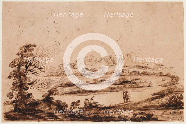 Landscape with Figures, 18th century. Creator: Unknown.