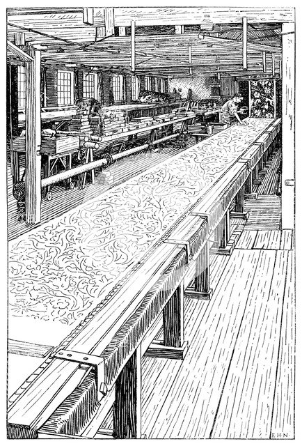 The Chintz Printing Room, Merton Abbey Mills, London, 1899. Artist: Unknown