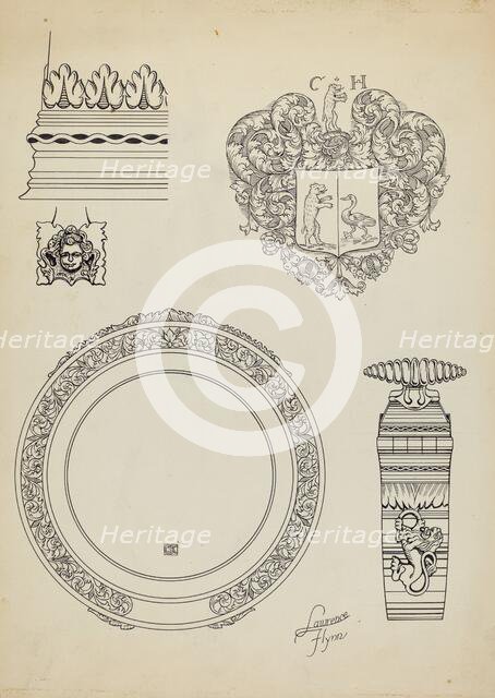 Silver Tankard: Detail, c. 1936. Creator: Lawrence Flynn.