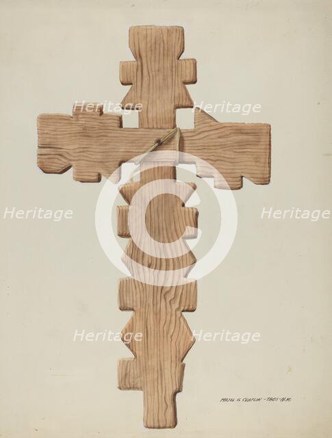 Penitente Cross, Carved Wood, c. 1937. Creator: Majel G. Claflin.