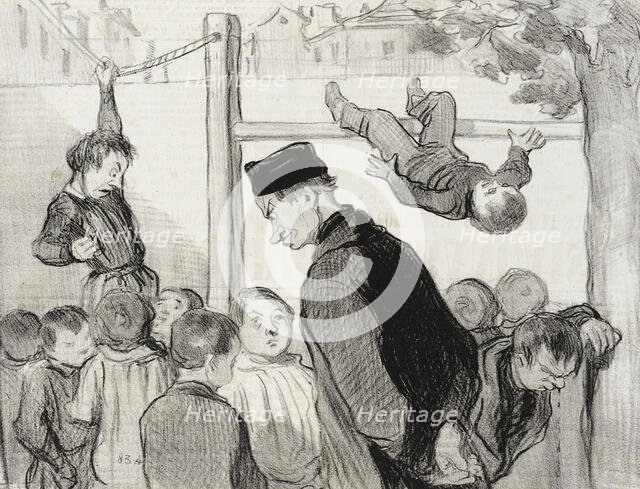 Çomme quoi la gymnastique forme les membres.., 1845. Creator: Honore Daumier.