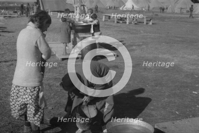 Facilities for washing in the camp for white flood refugees, Forrest City, Arkansas, 1937. Creator: Walker Evans.