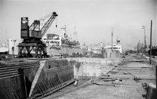 Shipping undergoing repair and overhaul, Tilbury, Essex, c1945-c1965.  Artist: SW Rawlings