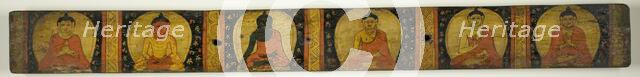 Manuscript Cover with Six Seated Buddhas with Various Hand Gestures (Mudras), 12th century. Creator: Unknown.