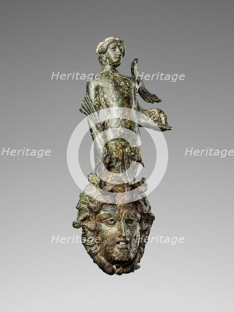 Handle Formed as the Figure of a Tritoness over a Triton Mask, late 1st cent B.C.-early 1st cent A.D Creator: Unknown.