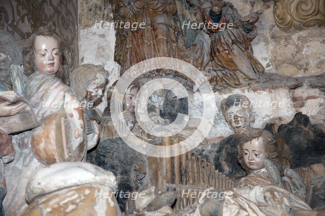 Coloured sculptures of angels, Monastery of Alcobaca, Alcobaca, Portugal, 2009.  Artist: Samuel Magal