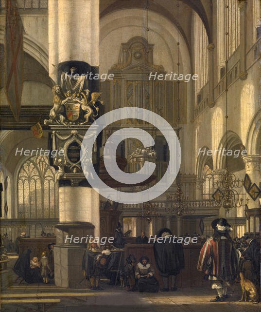 Interior of the Protestant Church, mid-late 17th century. Creator: Emanuel de Witte.