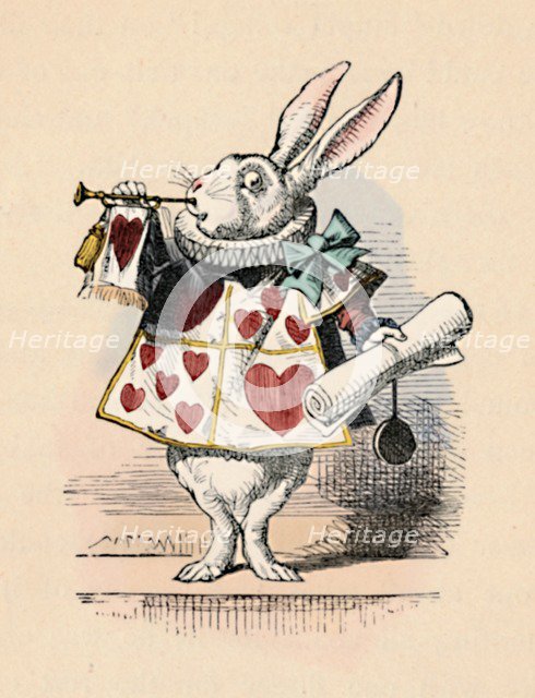 'A Rabbit as court official blowing a trumpet for an announcement', 1889. Artist: John Tenniel.