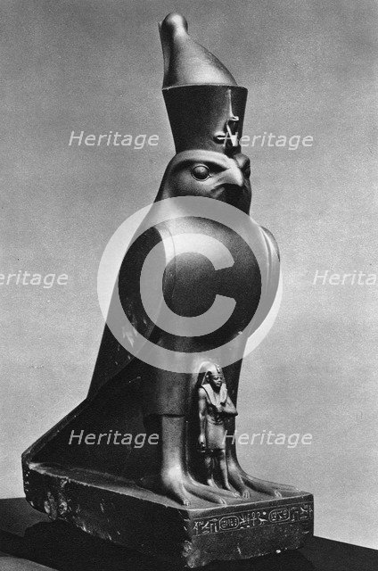 A Horus falcon with King Nectanebo I (380 BC-362 BC), c370 BC (1936). Artist: Unknown