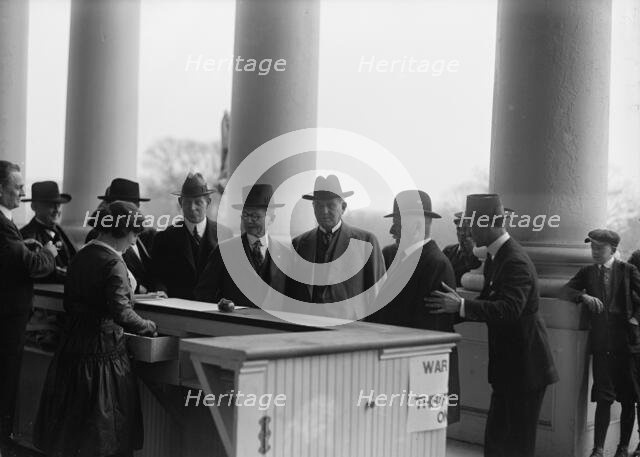 War Savings Stamps - Overman, Lee Slater, Senator from North Carolina, 1903-1933; Clark..., 1918. Creator: Harris & Ewing.