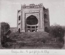 Futtehpore Sikri, The Great Gate from the Village, Late 1860s. Creator: Samuel Bourne.