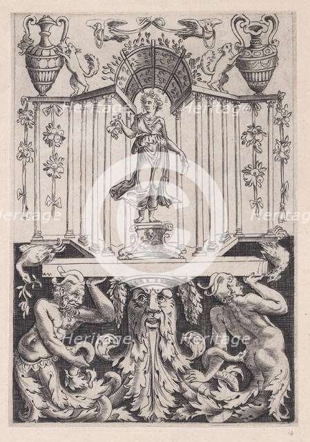 Ornamental Panel, ca. 1514-36. Creator: Agostino Veneziano.