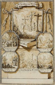 Six Medallions with Biblical Scenes (recto), 1690/1731. Creators: Gysbert Booncamp, Jan Goeree, Caspar Luyken.