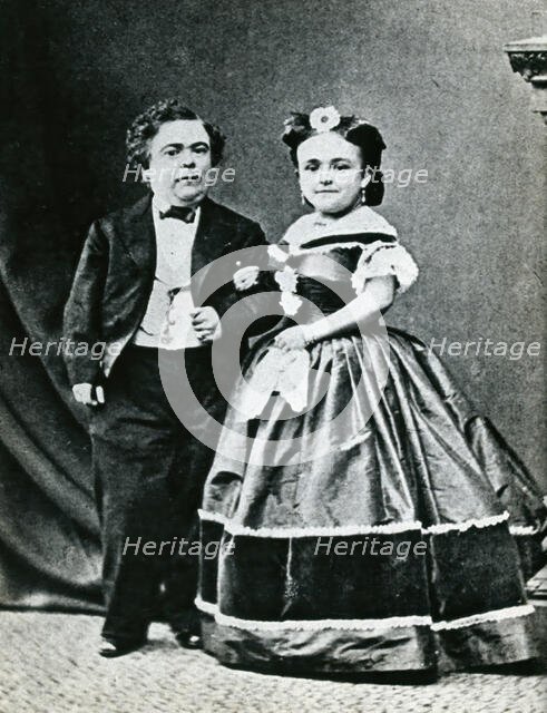 Two dwarfs: "Tom Thumb" (Charles Sherwood Stratton) (1838-1883) and his wife Lavinia... , c1865. Creator: Unknown.