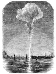 The Burning of the Vauxhall Railway Station, seen from Battersea-Bridge, 1856.  Creator: Unknown.