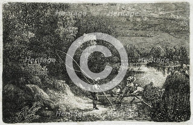 Fisherman in a Fantastic Landscape, 1868. Creator: Rodolphe Bresdin.