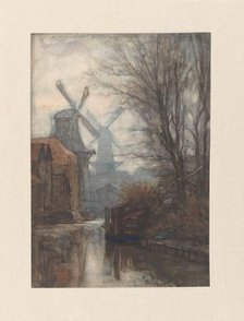 Mills on a canal, 1887. Creator: Jan Veth.