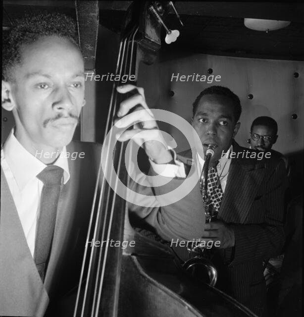 Portrait of Charlie Parker, Tommy Potter, and Max Roach, Three Deuces, New York, N.Y., ca.Aug. 1947. Creator: William Paul Gottlieb.
