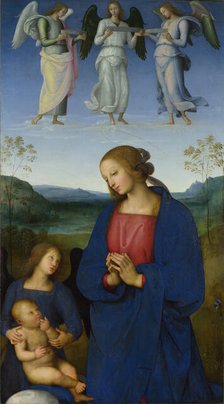 The Virgin and Child with an Angel (Panel from an Altarpiece, Certosa), c. 1500. Creator: Perugino (ca. 1450-1523).