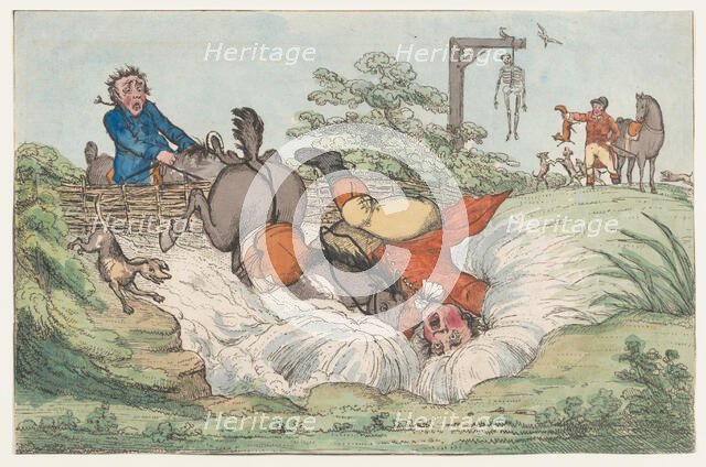 A Rider Falls into Water, 1780-1820. Creator: Unknown.