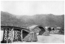 Wooden bridge at Iwakuni, Japan, 1904. Artist: Unknown