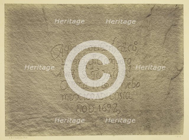 Historic Spanish Record of the Conquest, South Side of Inscription Rock..., 1873. Creator: Tim O'Sullivan.