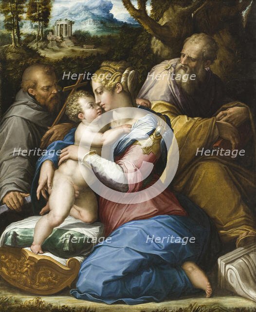 Holy Family with Saint Francis in a Landscape, 1542. Creator: Giorgio Vasari.